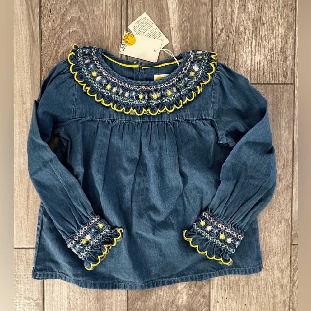 Boden Denim Kids Blouse with Embroidery size 4-5